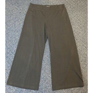 Eileen Fisher Wide Leg Crop Pants Pull On Cotton Dark Gray Size Medium M